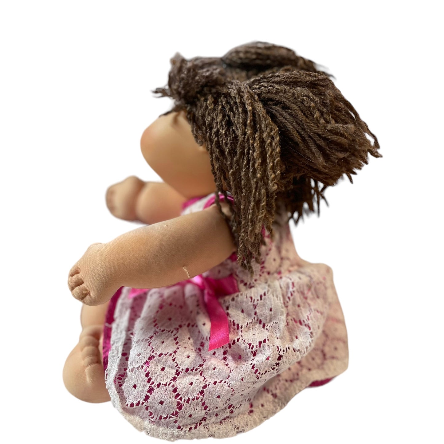 20th Anniversary Cabbage Patch with Neck Stamp, Brown Yarn Hair, Green Eyes