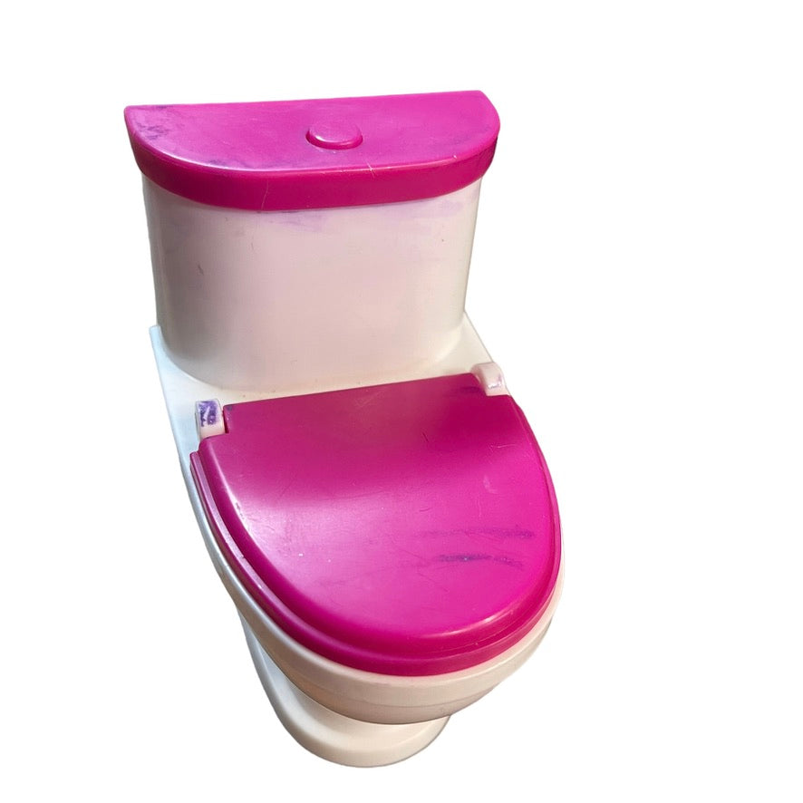 Barbie Pop Up Camper Replacement Toilet with Flushing Sounds, Pink and White