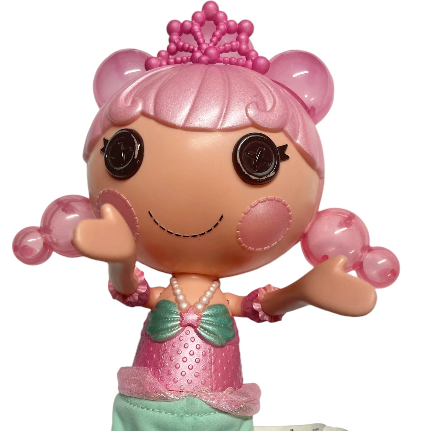 Lalaloopsy Bubbly Mermaid Pearly Seafoam Doll 14" Pink Bubble Hair & Tiara,  Bath Time Fun!