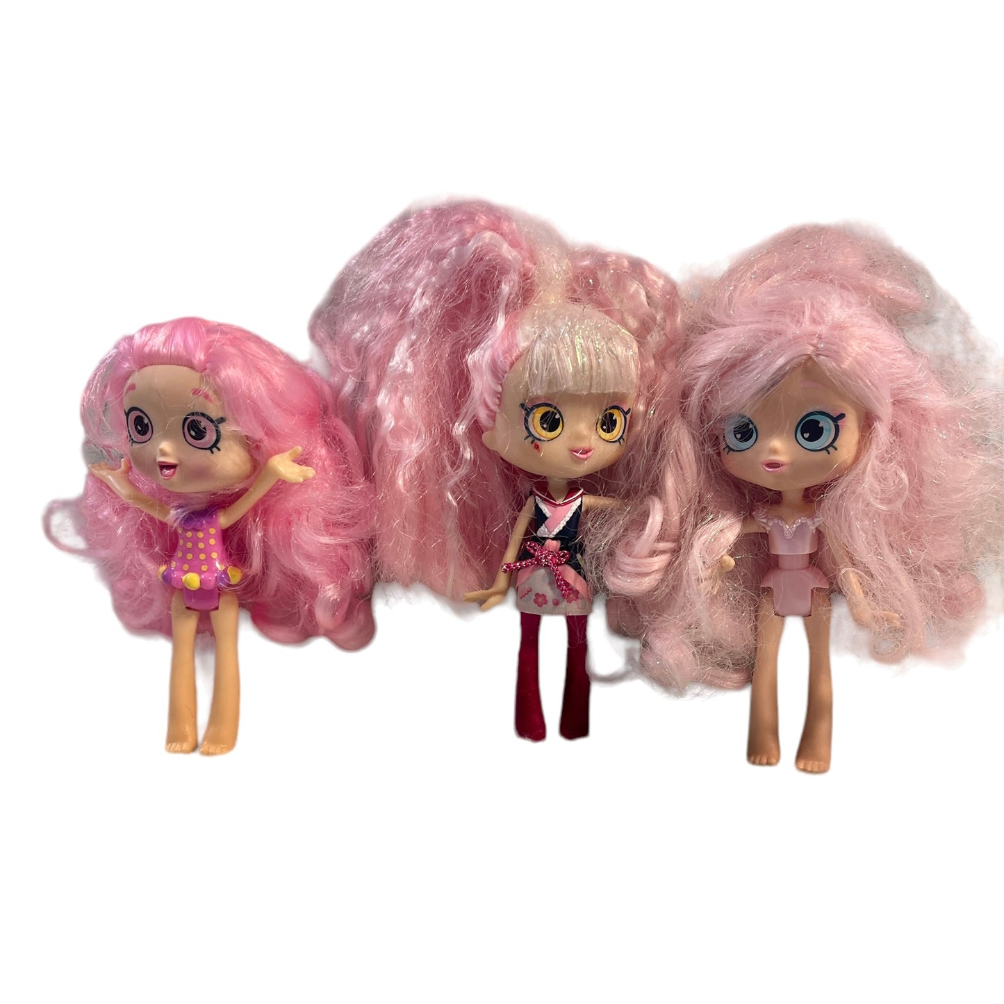 Shopkin's Mixed Lot of 3 Dolls including Sara Sushi Vacation Doll & Series 1 Bubbleisha in Good Preowned Condition