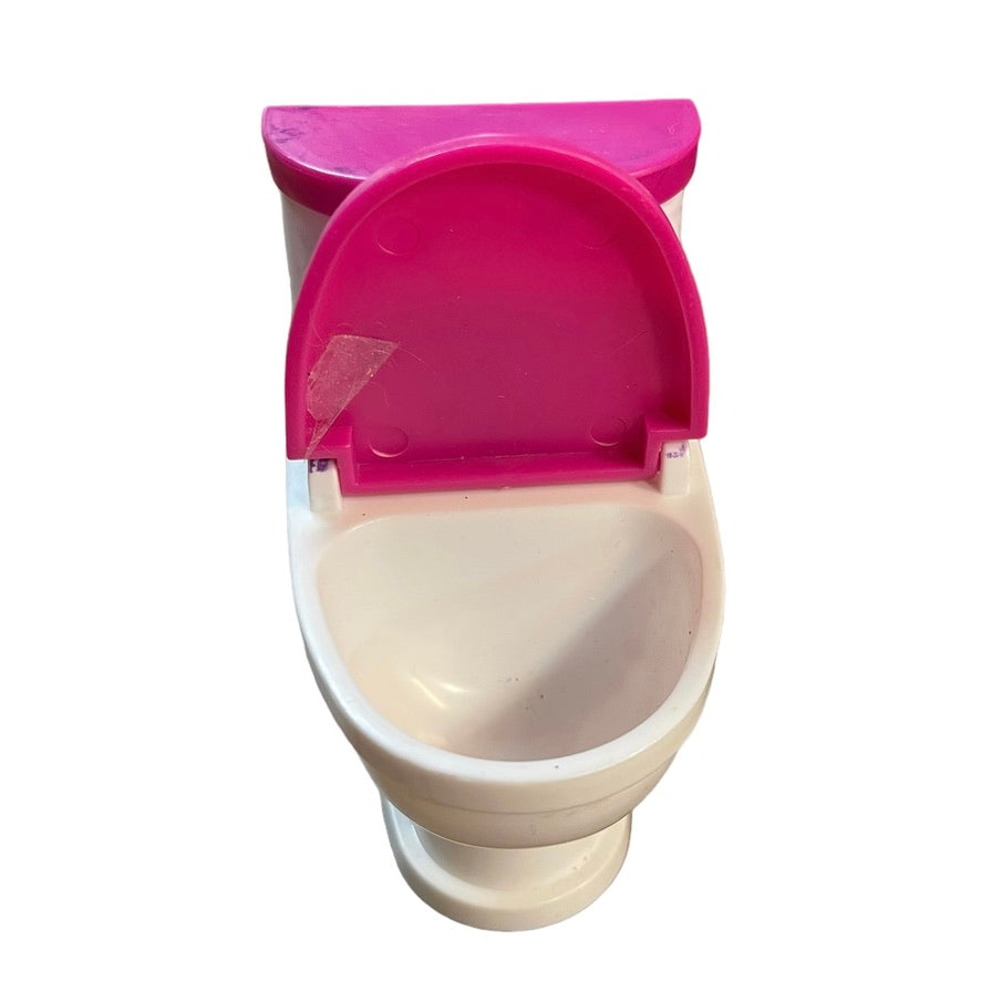 Barbie Pop Up Camper Replacement Toilet with Flushing Sounds, Pink and White