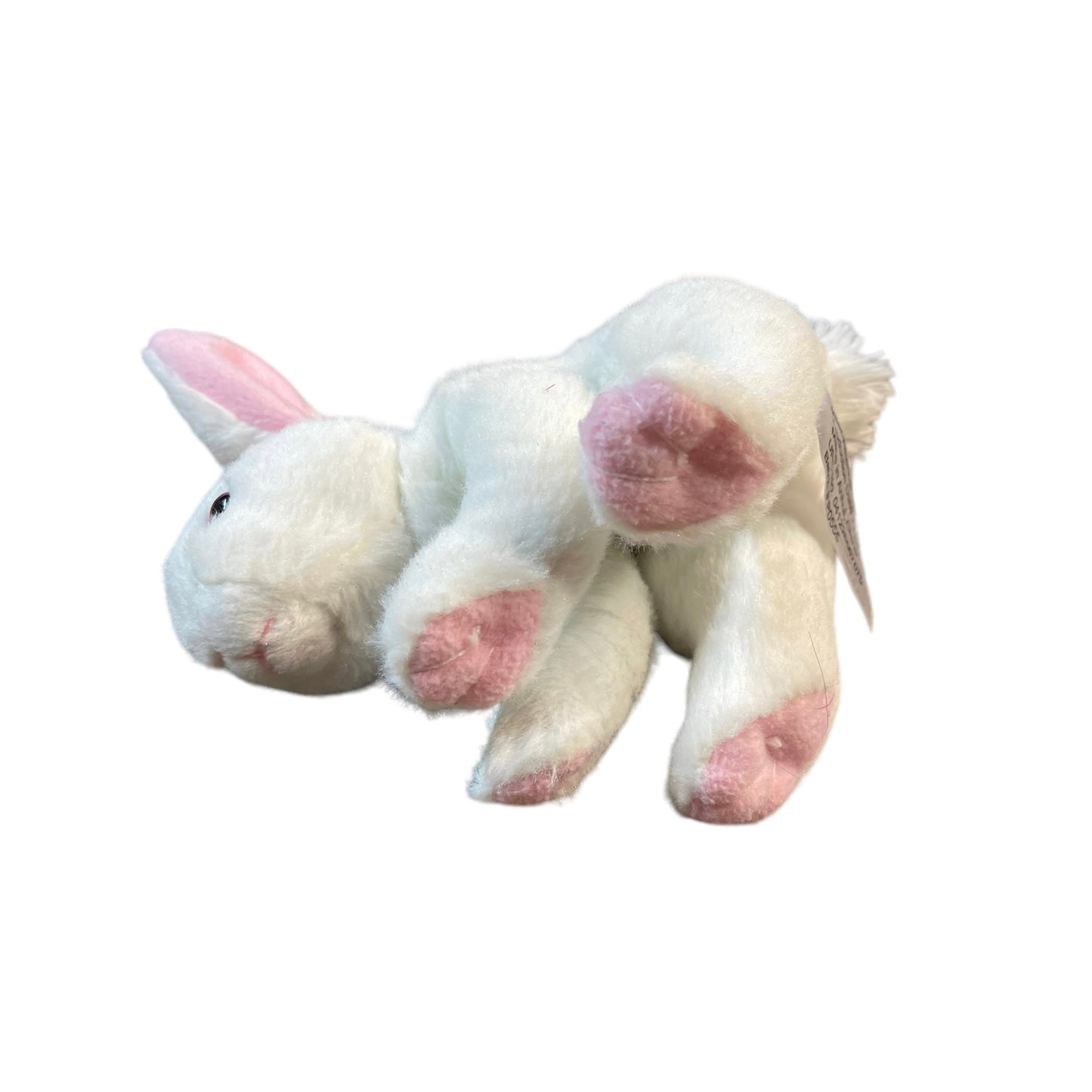 Sweet 6" Plush White Bunny Rabbit Plush with Pink Ears & Paws & Black Button Eyes. t