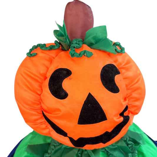 Over Stuffed Nylon Child Sized Figure, Classic Jack-o-Lantern Head &  Green & Orange Body