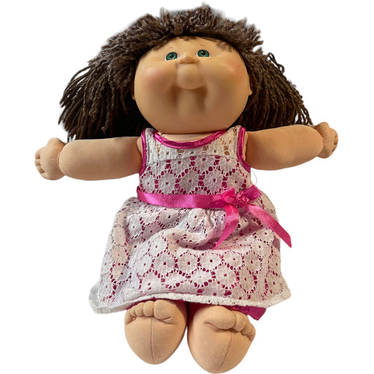 20th Anniversary Cabbage Patch with Neck Stamp, Brown Yarn Hair, Green Eyes