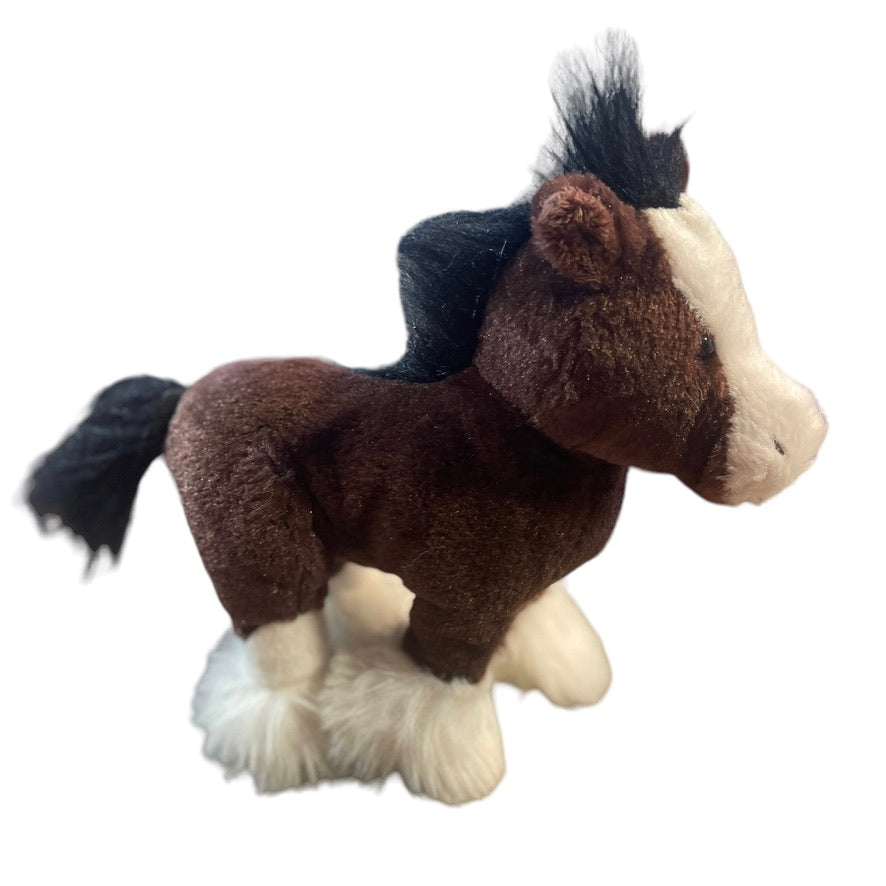 Ganz Webkins Clydesdale Horse, Black &  Brown with Shaggy White Feet -No Code