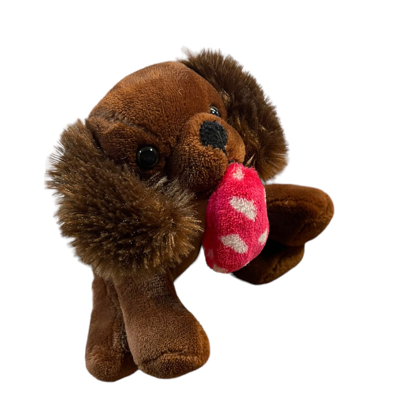 Ruby Cavalier/Cocker Spaniel 6" Puppy Plush, Black Eyes, Red Valentine Heart