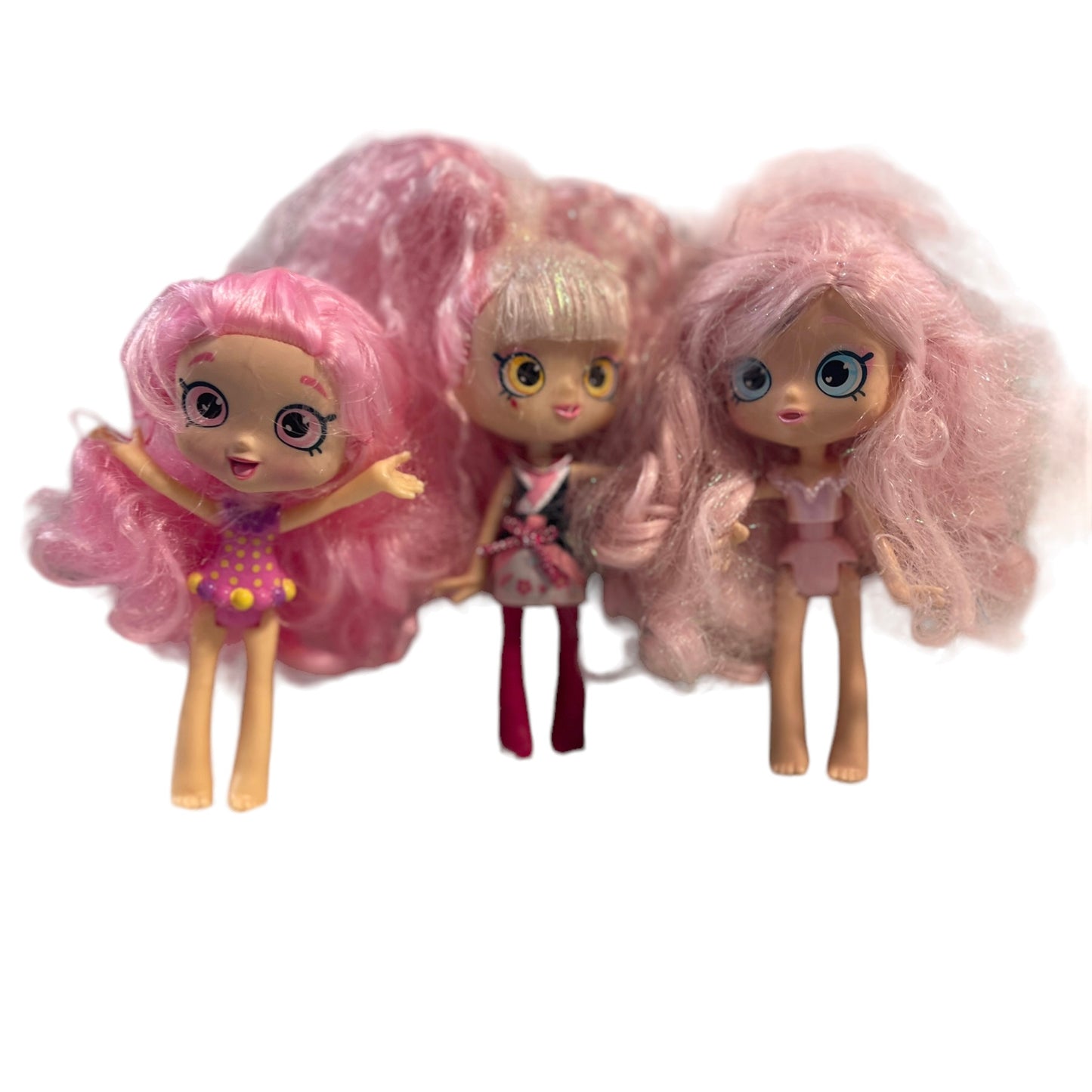 Shopkin's Mixed Lot of 3 Dolls including Sara Sushi Vacation Doll & Series 1 Bubbleisha in Good Preowned Condition