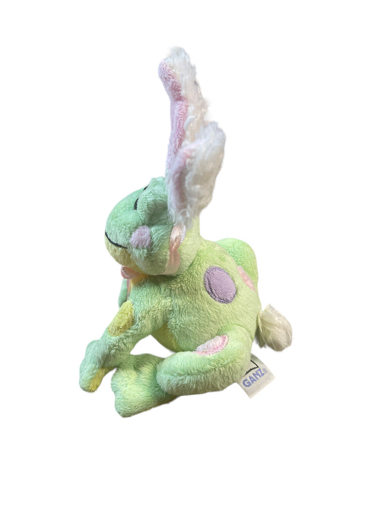 Charming Ganz "Frabbit", Green Frog With Rabbit Ears, Pastel Embroidered Easter Eggs & Pink Bow