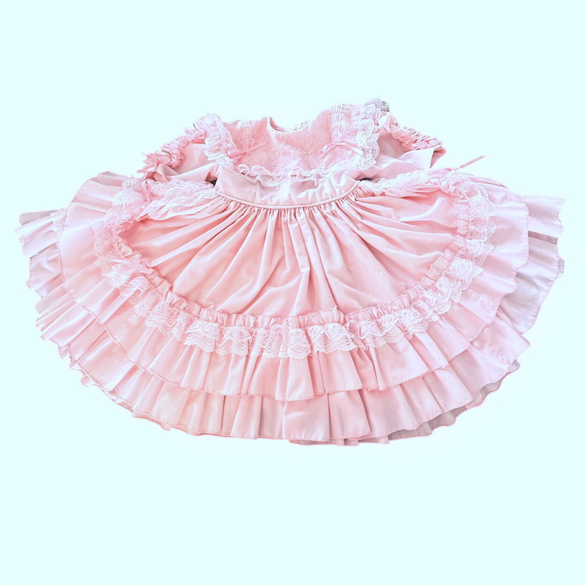 Exquisite Pink Ruffled Circle Dress, Vintage Preowned Size 2T-4T, A Real Treasure! EVC