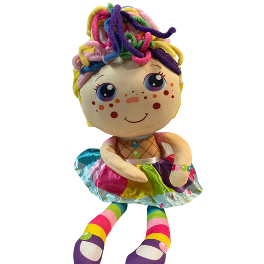 Flip Zee Girls Zandy Candy Sweet & Cuddly 17" 2-in-1 Plush Doll Rainbow Colours