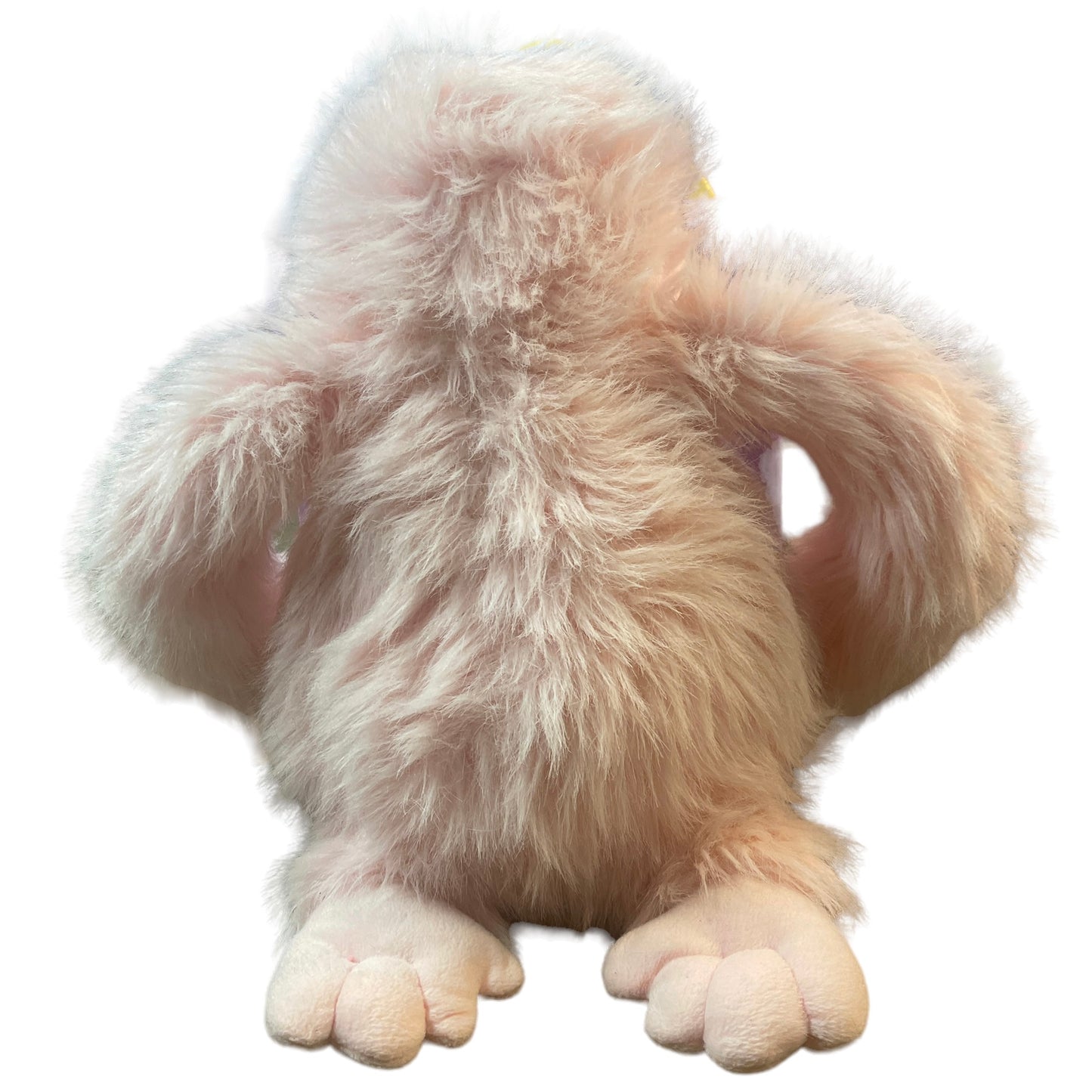 Soft Pink 17" Long Haired Hanging Ape/Gorilla/Monkey, Glass Eyes, Bellybutton & Big Smile