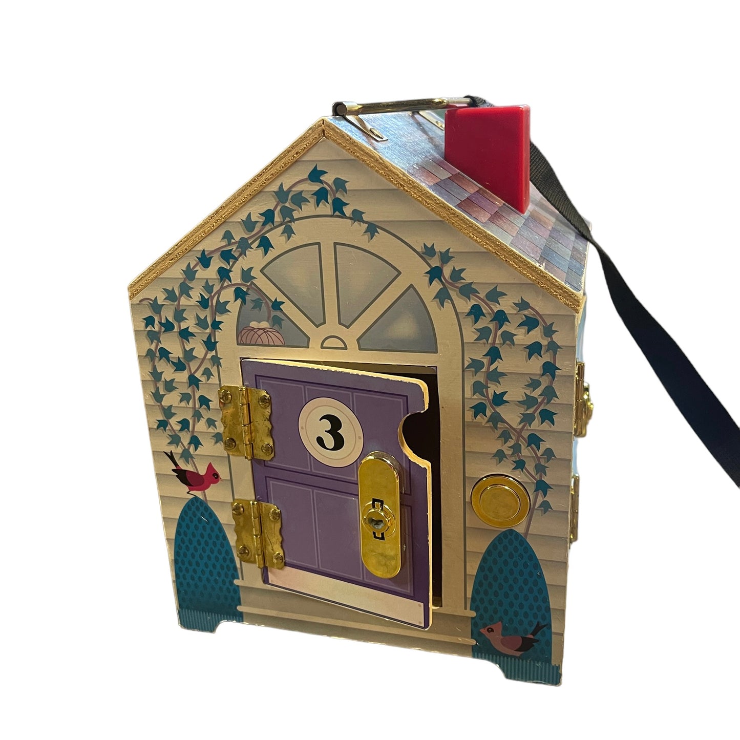 Wooden Doorbell House by Melissa & Doug with 4 Working Locks & Keys, Working Doorbells