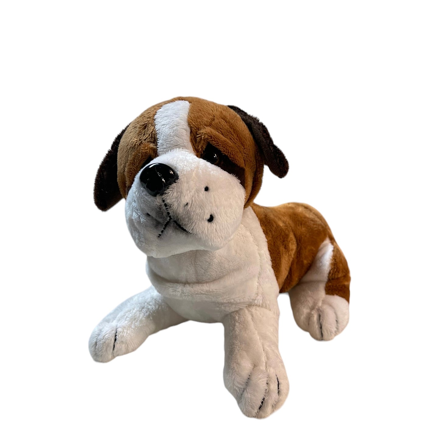 Realistic 10" St Bernard Stuffed Dog Plush Toy with Freckles, Black Eyes & Nose