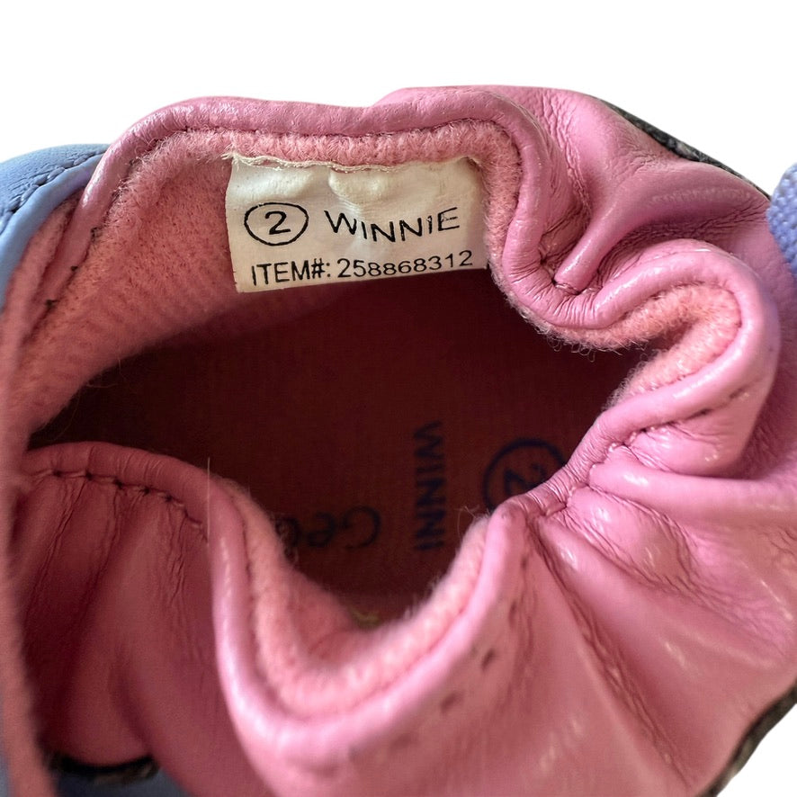 'Winnie' by George Lavender & Pink Faux Leather Butterfly Slippers Children's Size 2 in EUC