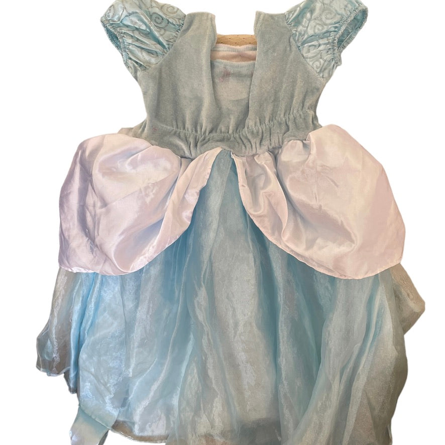 Storybook Wishes Classic Blue Cinderella Ballgown, Chiffon & Satin Overskirts and Silver Trim GUC