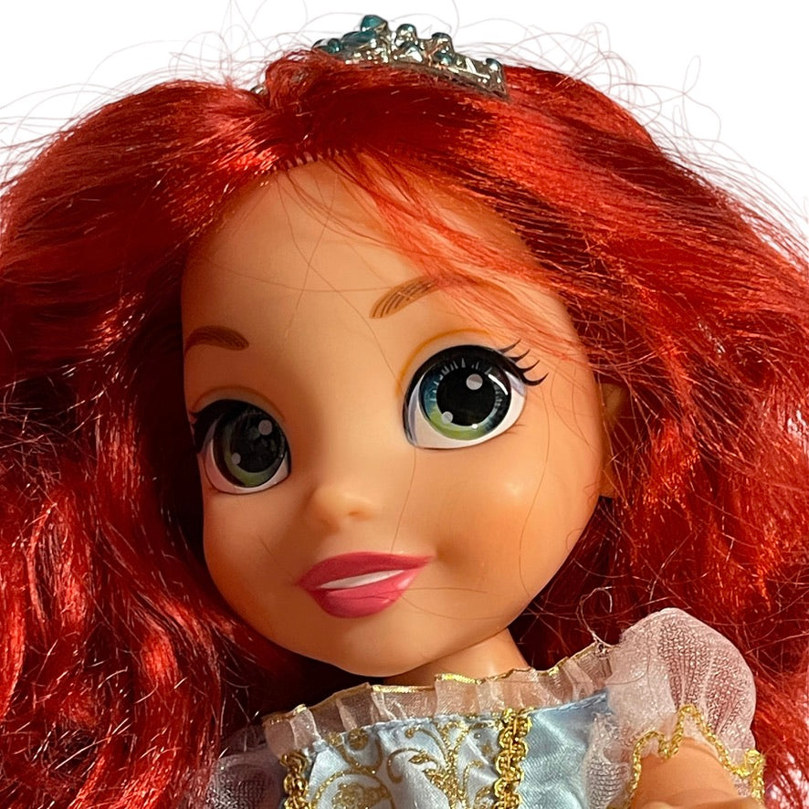 Disney Jakks Pacific Princess Ariel Toddler Doll with Luxurious Red Hair, Tiara, Blue & Gold Dress