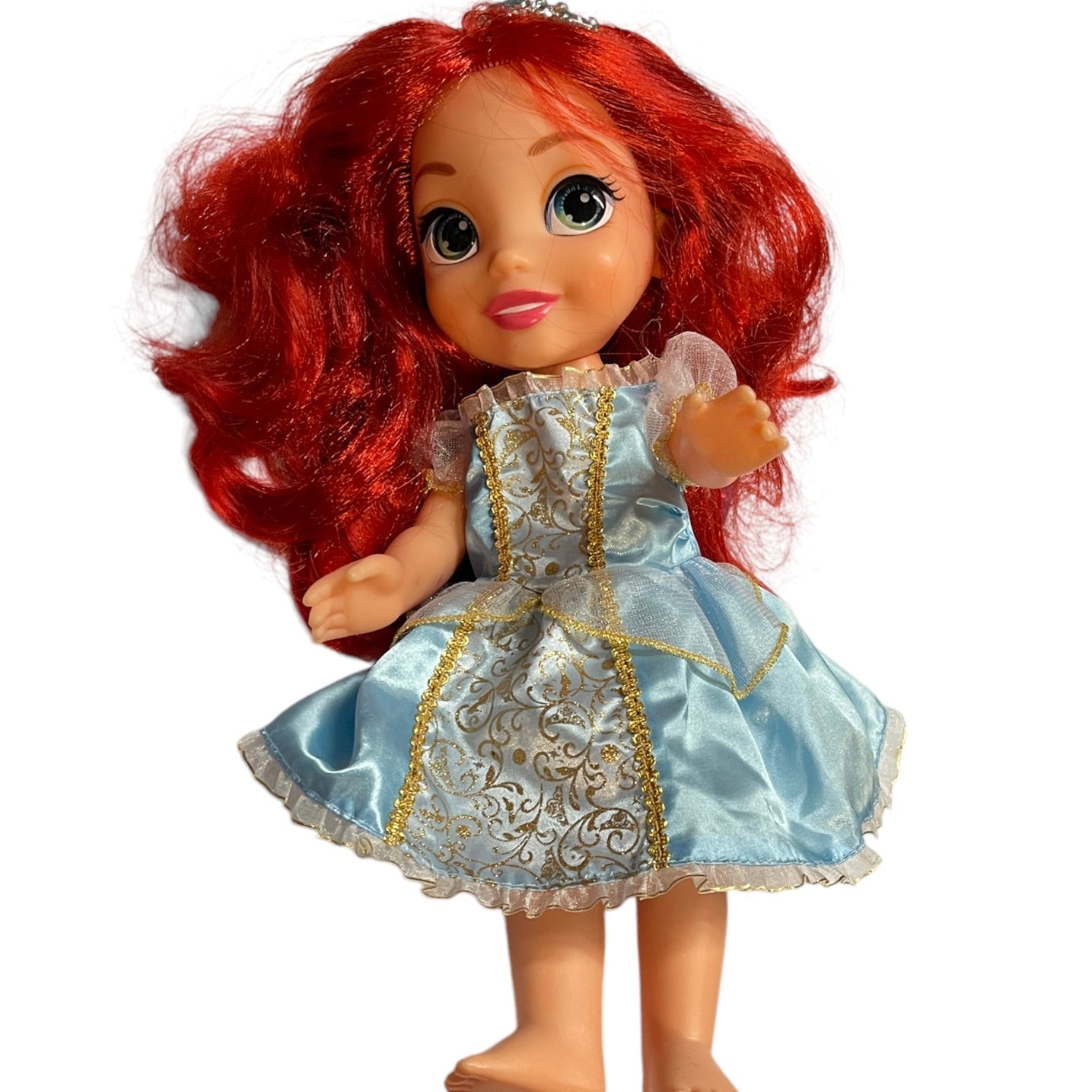 Disney Jakks Pacific Princess Ariel Toddler Doll with Luxurious Red Hair, Tiara, Blue & Gold Dress