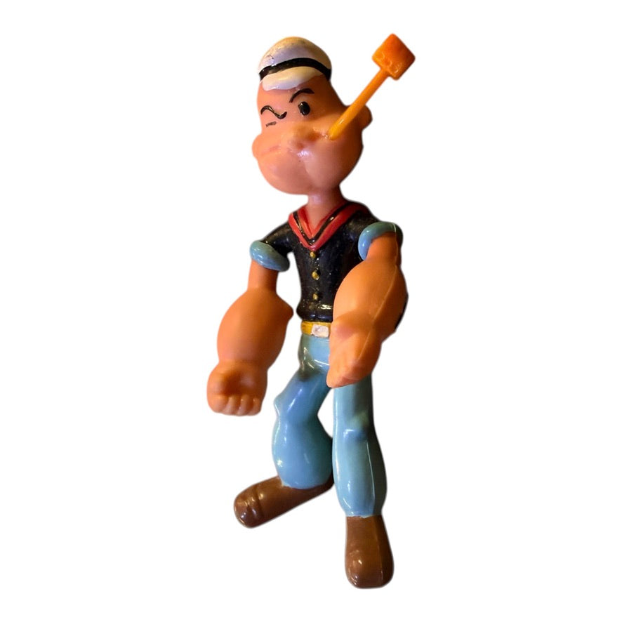 Vintage Winking Bendable Popeye 3" Vinyl Figure with Pipe in Excellent Preowned Condition