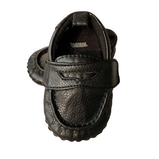 Black Gymboree Infant Leather Penny Loafers with Hook & Loop Closure in Good Preowned Condition