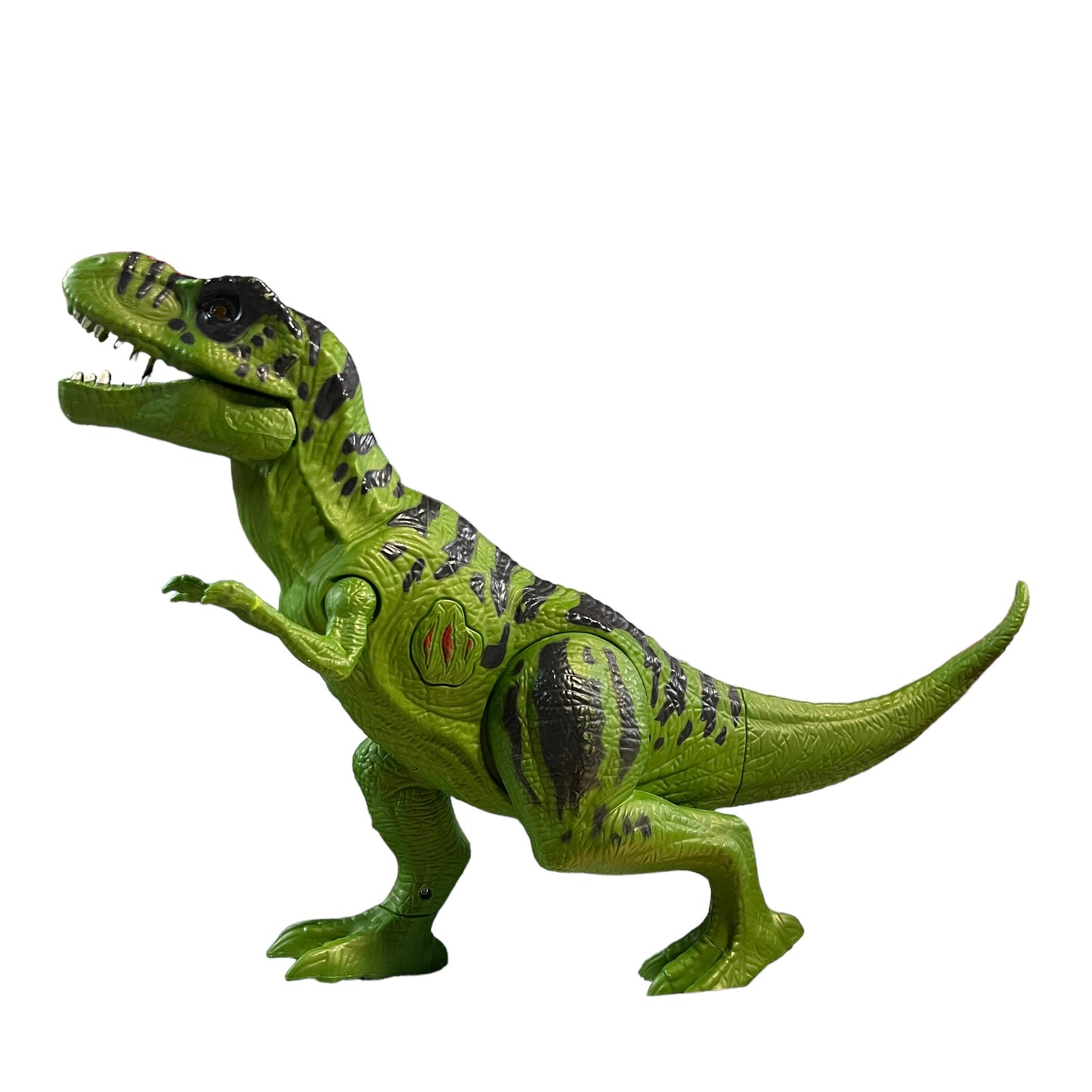 Roaring Jurassic ParkT-Rex Toy Dinosaur, Eyes Glow Red when Activated Good Preowned Working Condition