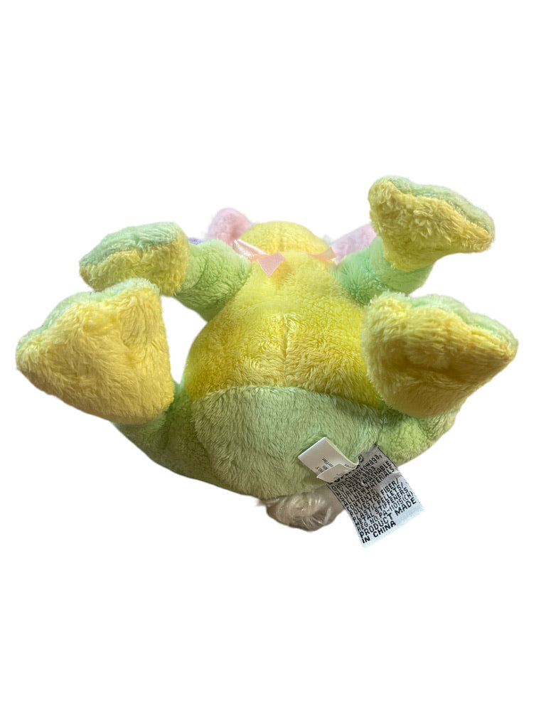 Charming Ganz "Frabbit", Green Frog With Rabbit Ears, Pastel Embroidered Easter Eggs & Pink Bow