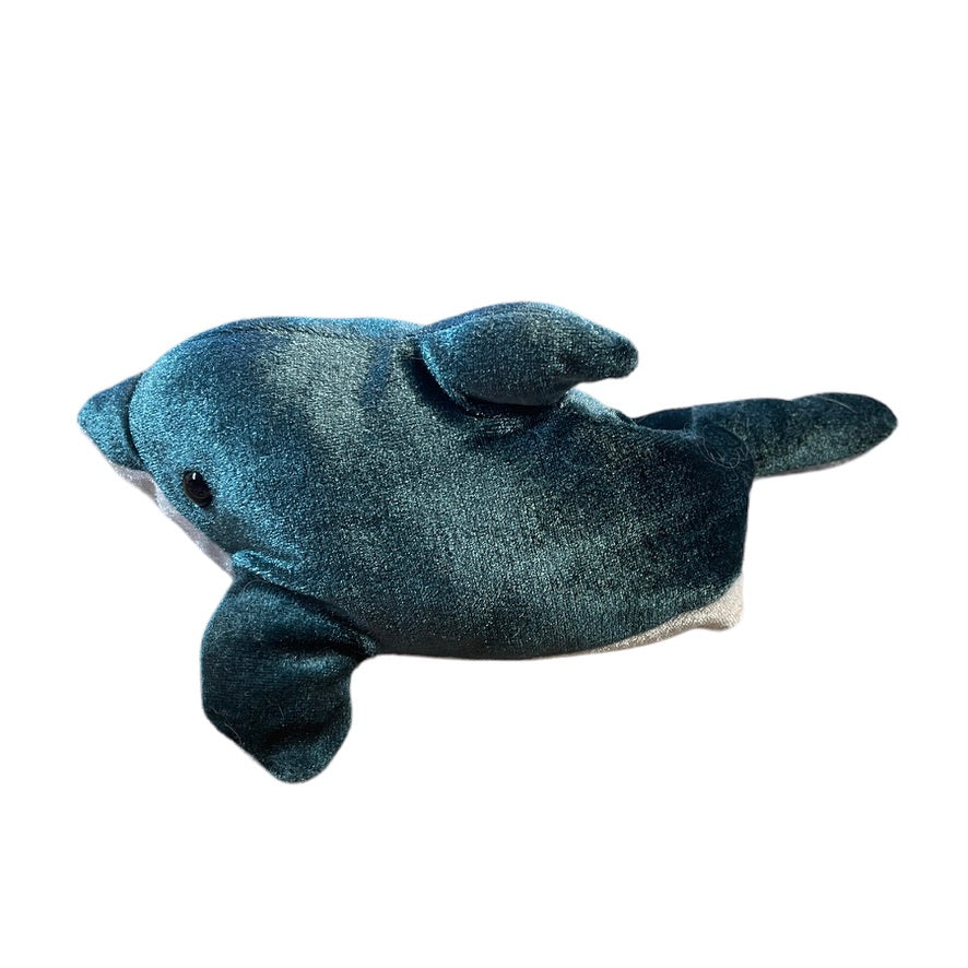 SeaWorld Teal 9" Dolphin Plush Stuffed Animal Toy in Good Preowned Condition