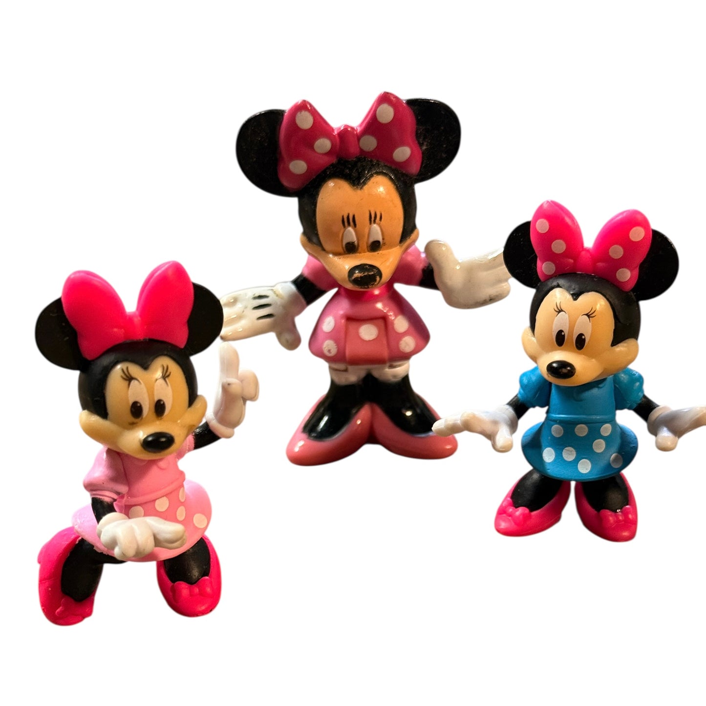Lot of 3 Classic Minnie Mouse Action Figures for Cake Toppers High Heels, Polka Dots & Bow