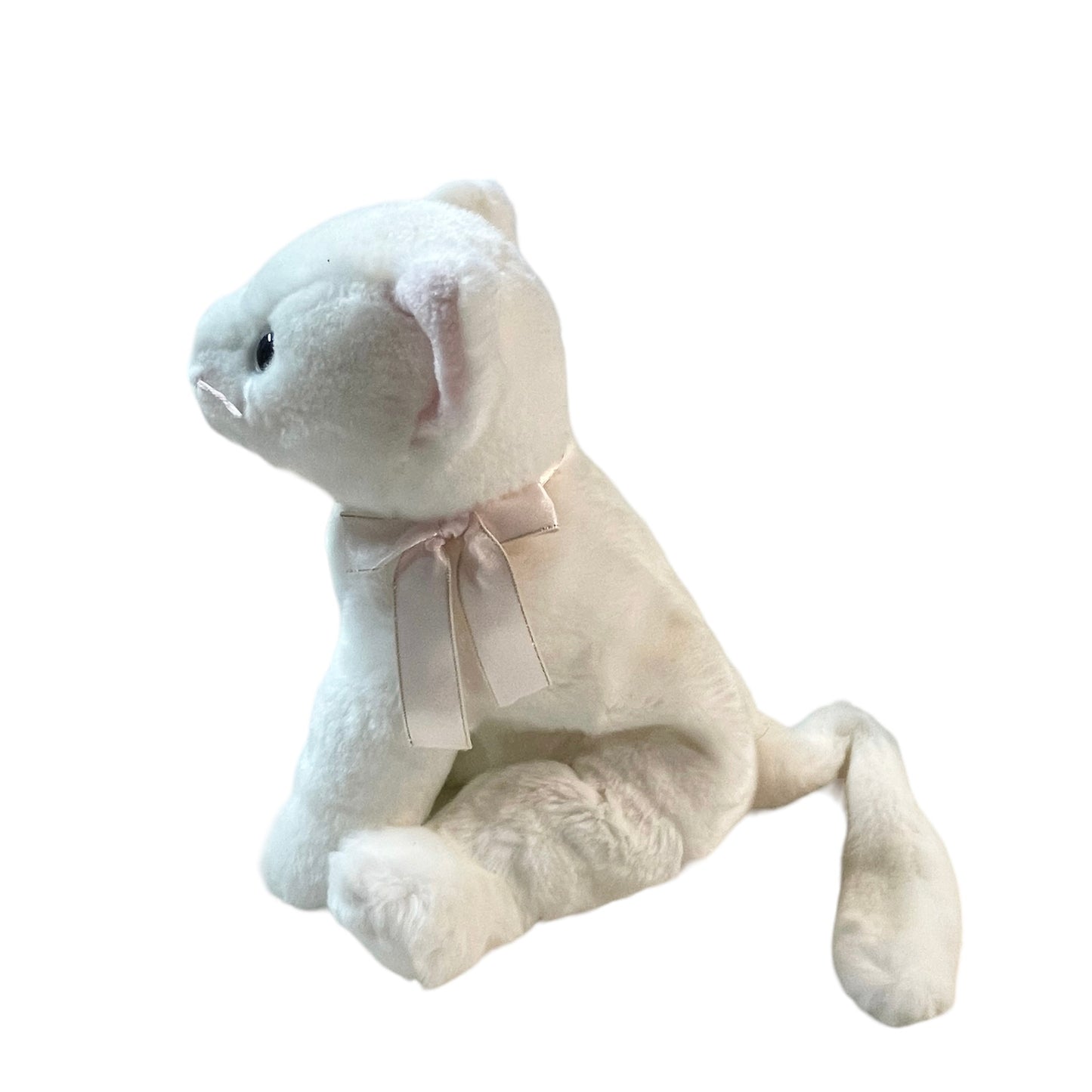 Ty Beanie Buddies Ultra Soft White 11" Blue Eyed Kitten with Pink Nose, Whiskers & ears.