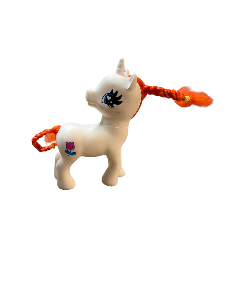 Gi-Go-Mold 3-16-B1 Fakie Spaceman White My Little Pony with Orange Mane with Tulip