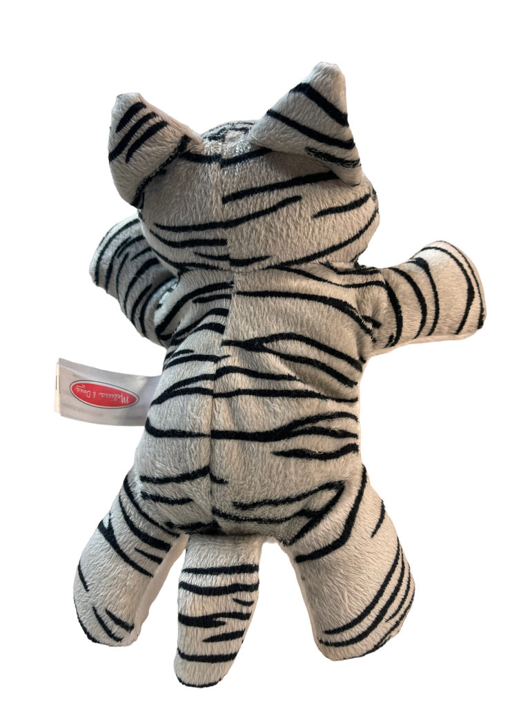 Melissa & Doug Tiger Tabby Plush Kitten Cat, Black, White Grey Stuffed Animal Toy