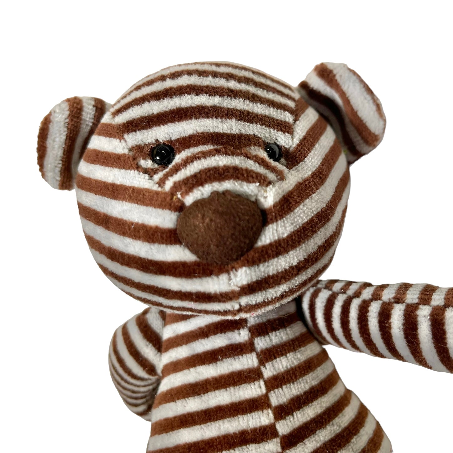 JellyCat Striped Plush BonBon Bear 10" Blue & Brown Stripe, Missing Tag