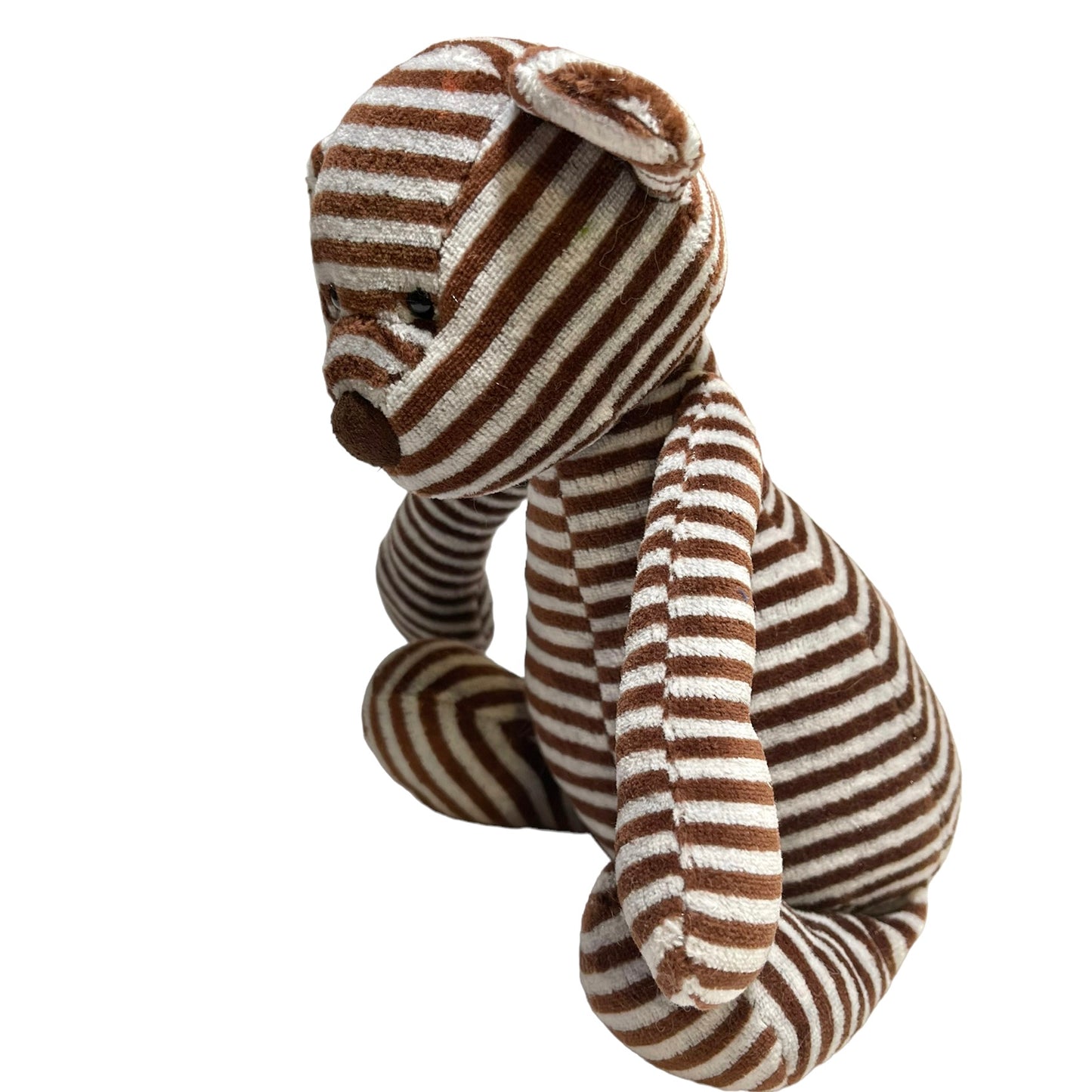 JellyCat Striped Plush BonBon Bear 10" Blue & Brown Stripe, Missing Tag