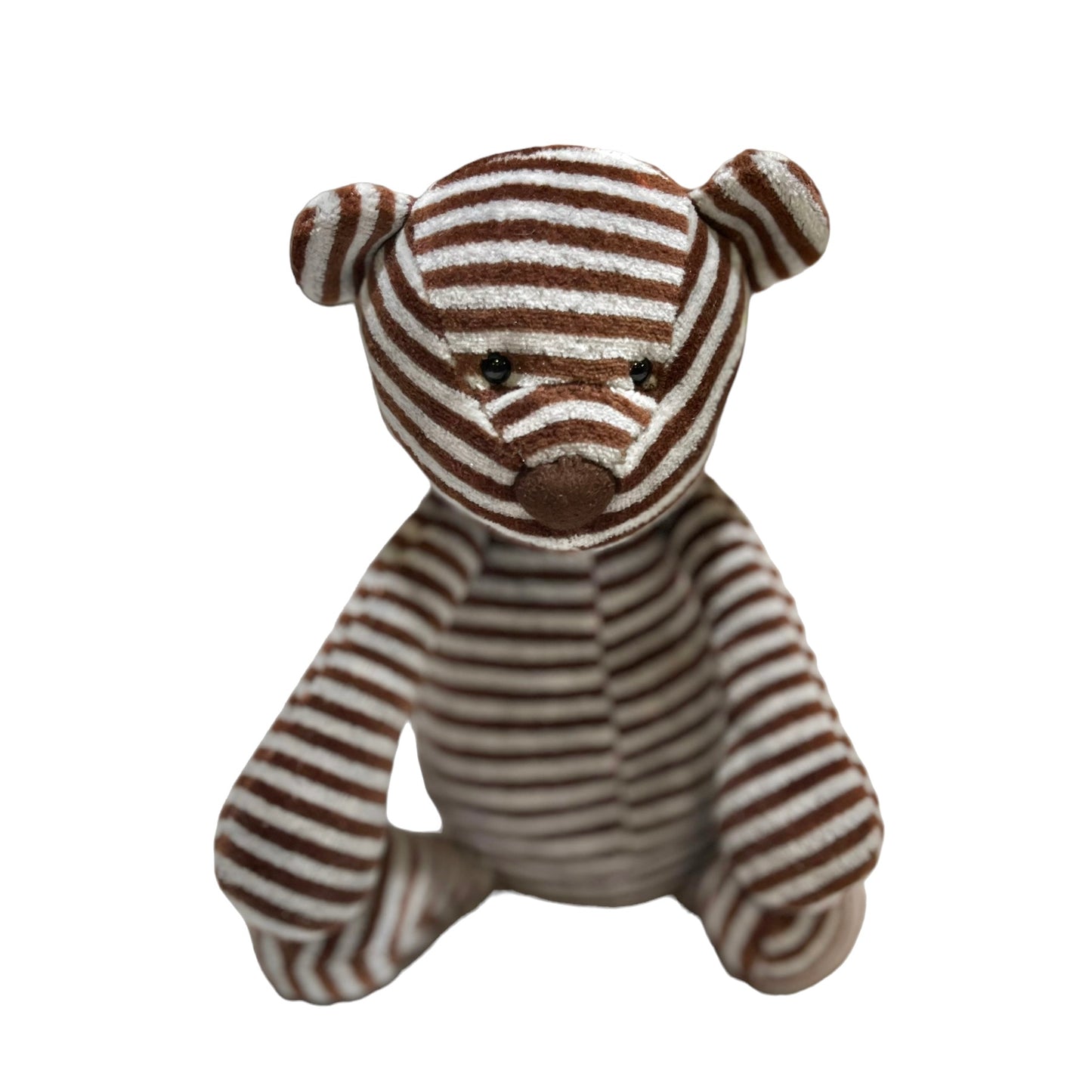 JellyCat Striped Plush BonBon Bear 10" Blue & Brown Stripe, Missing Tag