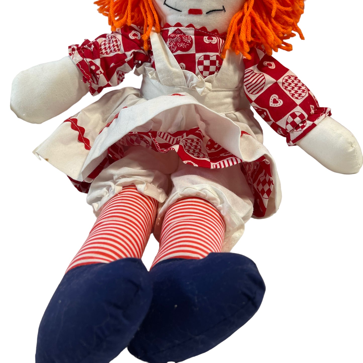 Classic  20" Raggedy Ann Stuffed Doll Orange Yarn Hair Removable Clothes