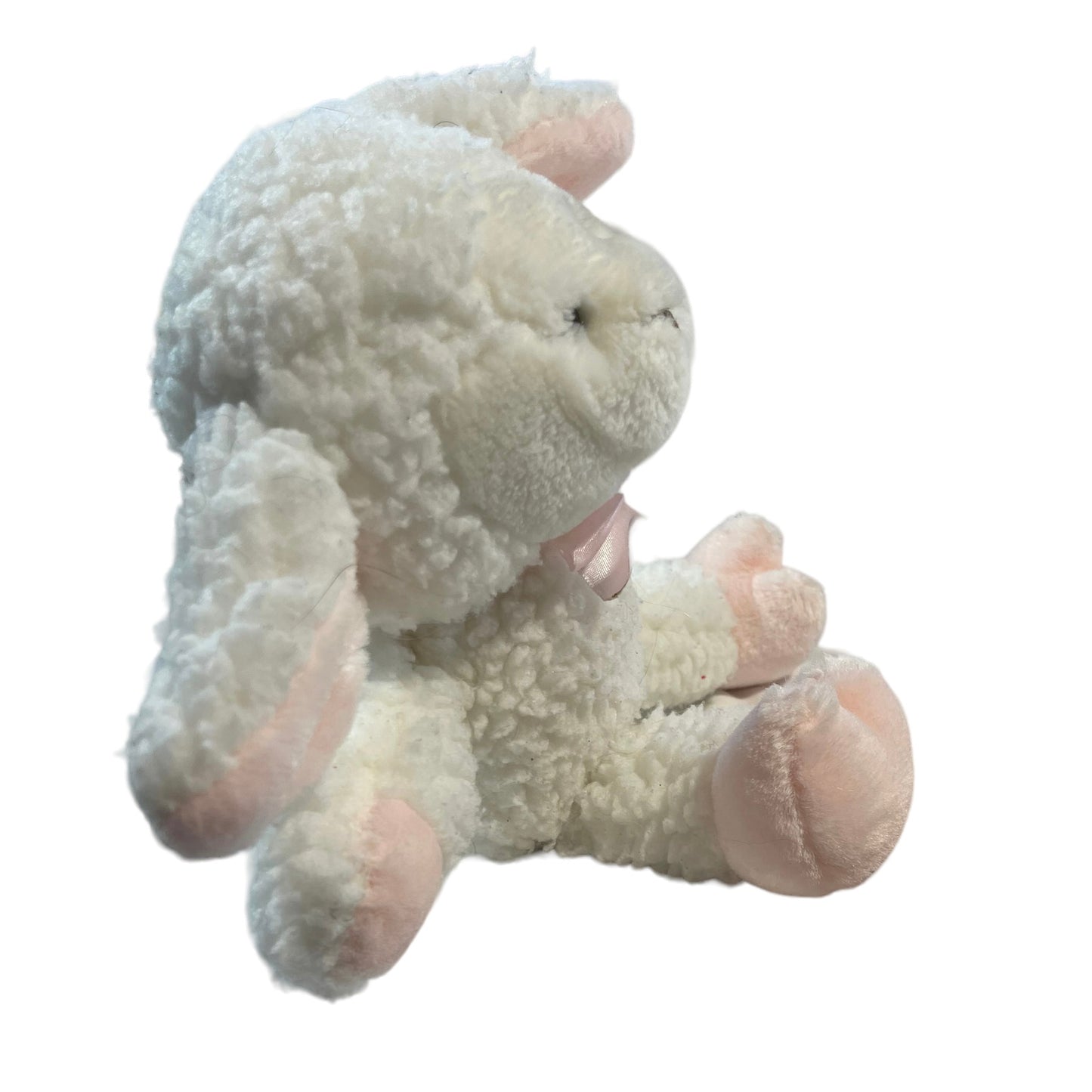 Sherpa Lamb, White with Pink Plush Ears, Paws & Feet