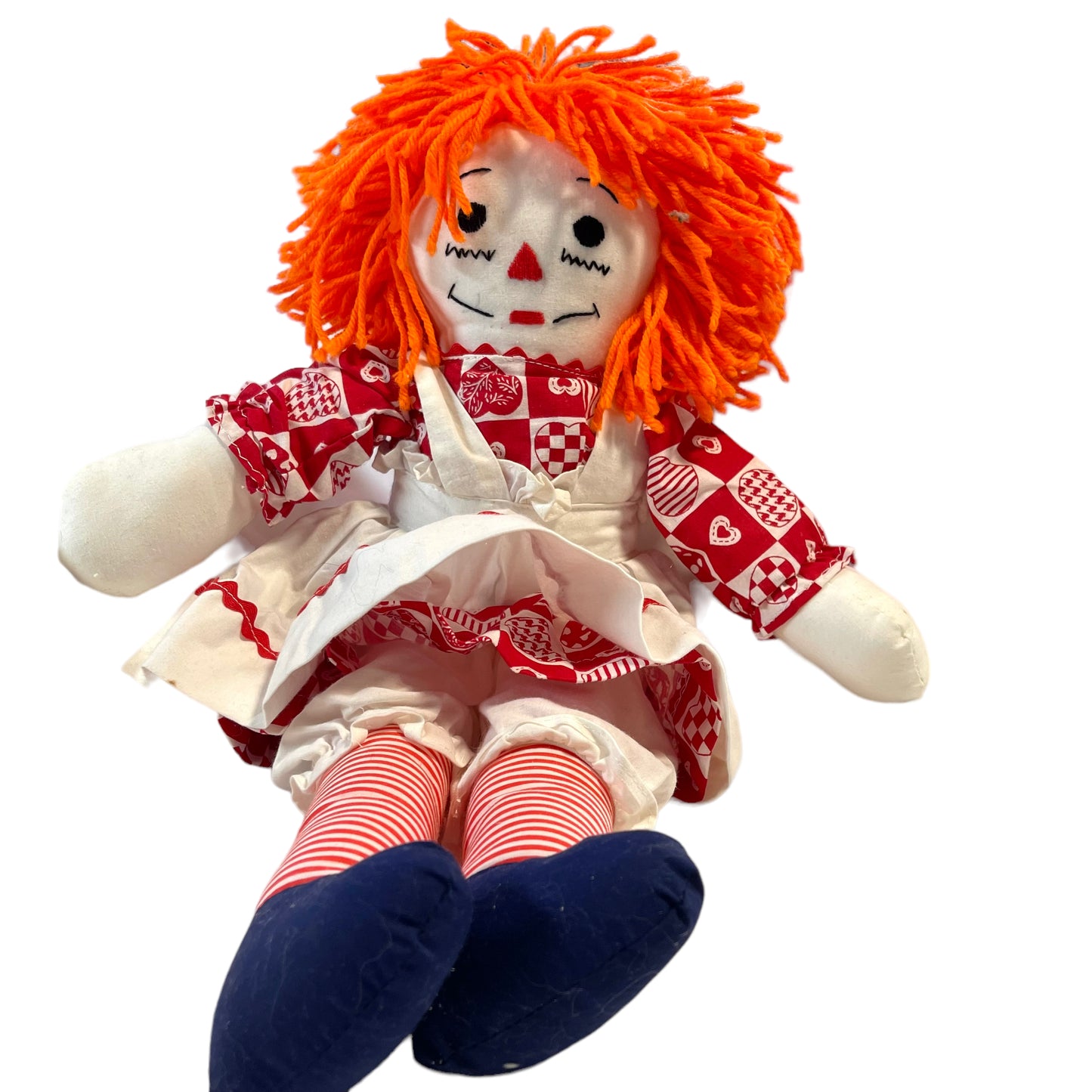 Classic  20" Raggedy Ann Stuffed Doll Orange Yarn Hair Removable Clothes