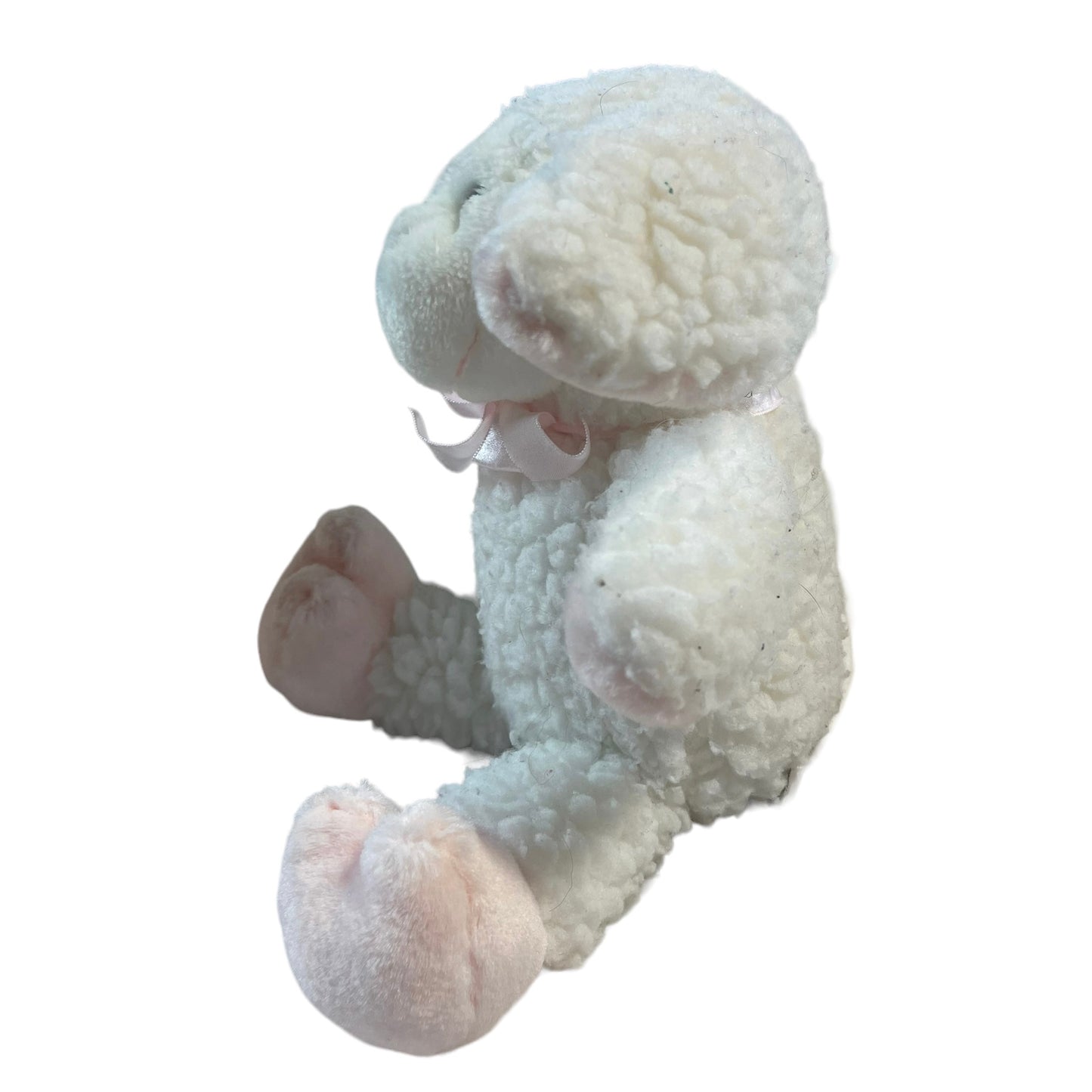 Sherpa Lamb, White with Pink Plush Ears, Paws & Feet