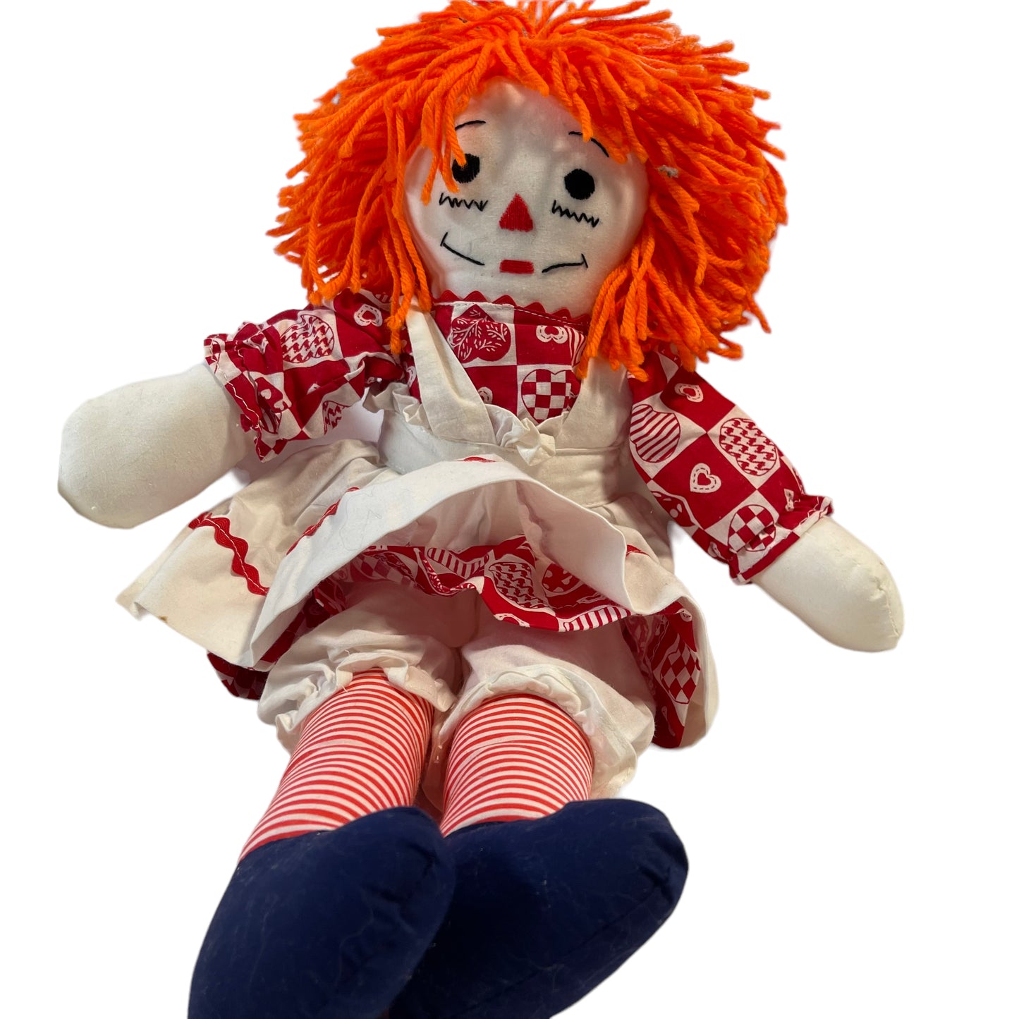 Classic  20" Raggedy Ann Stuffed Doll Orange Yarn Hair Removable Clothes