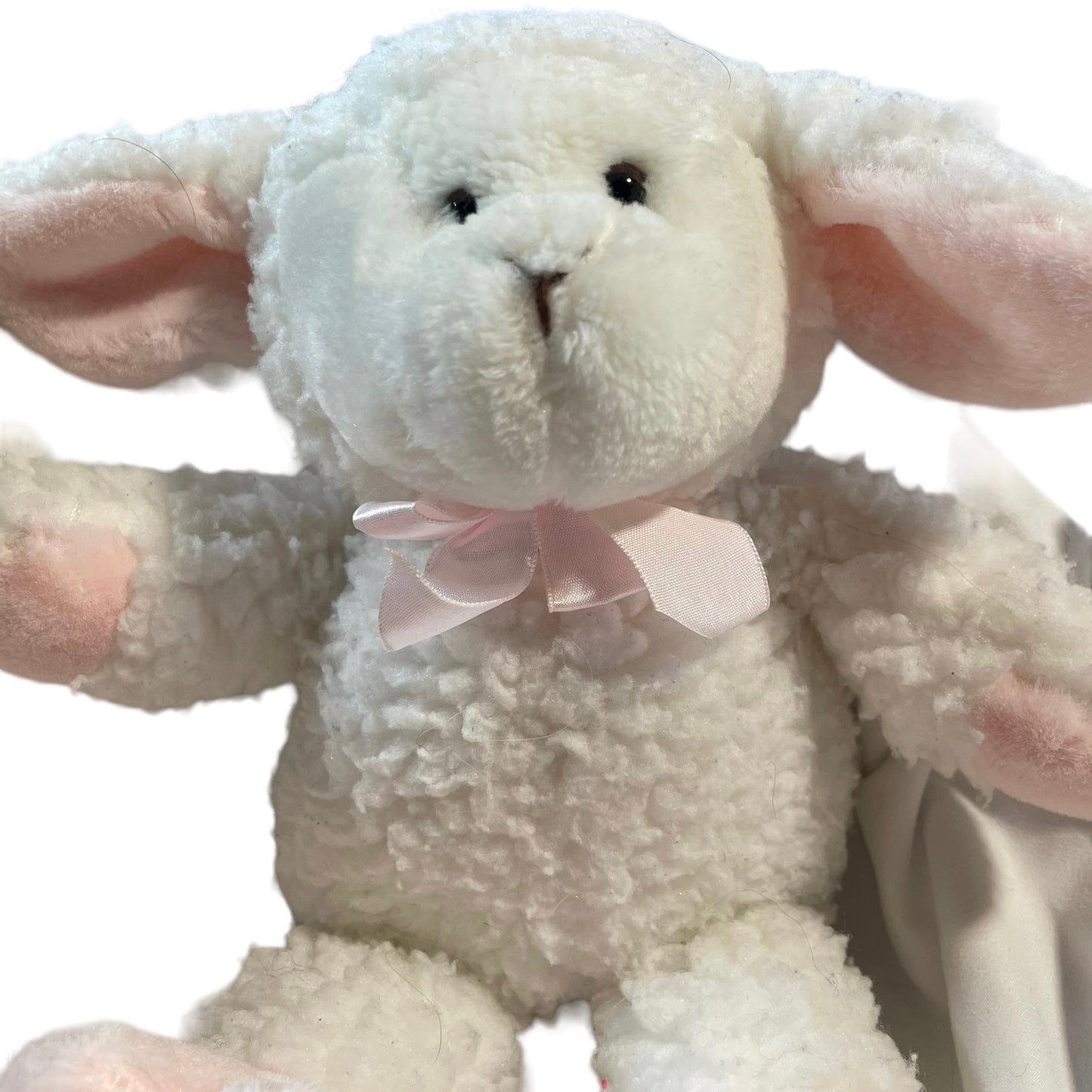 Sherpa Lamb, White with Pink Plush Ears, Paws & Feet