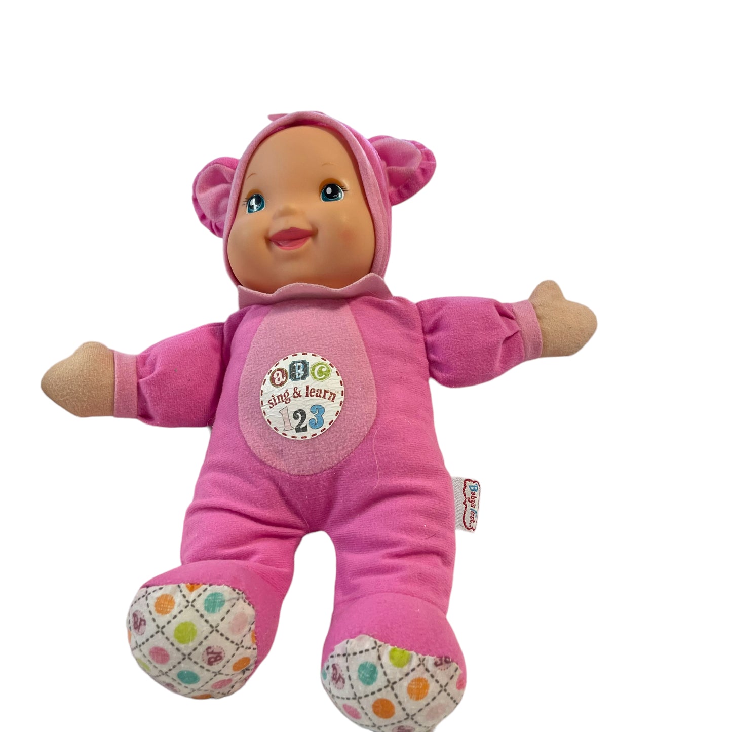 Baby's 1st Crinkle & Squeak Sing and Learn Doll (Non Working VOICE) Preowned