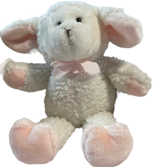 Sherpa Lamb, White with Pink Plush Ears, Paws & Feet