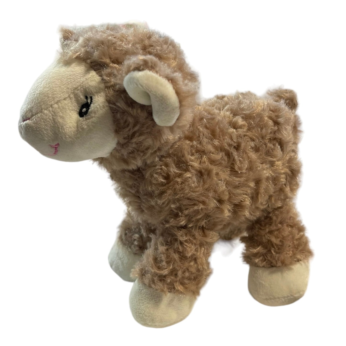 Curly Baby Lamb, Sweet Brown 9" Baby with Embroidered Face & Stumpy Tail