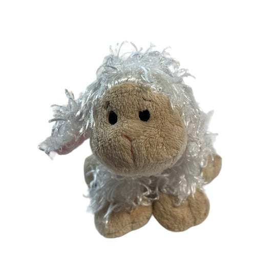 Ganz Webkinz White Shaggy Lamb Bead Eyes, Adorable 6" Stuffed Toy No Code, GUC