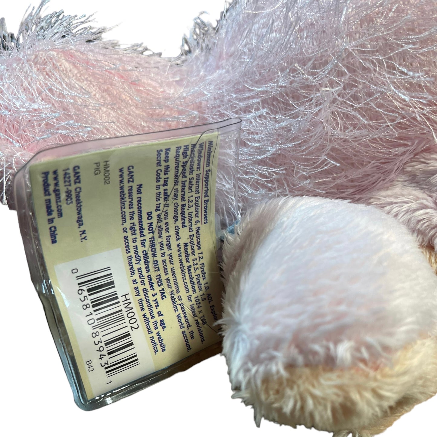 Ganz Webkinz Retired Pink Pig Plush Preowned With Code