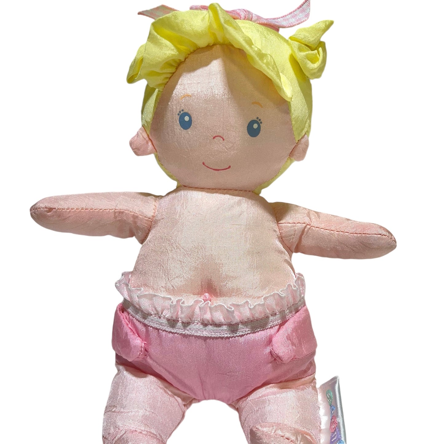 Eden Bath Fun Plush Nylon Doll, Vintage, Blond/Blue Eyes Ruffled Diaper and Belly Button!