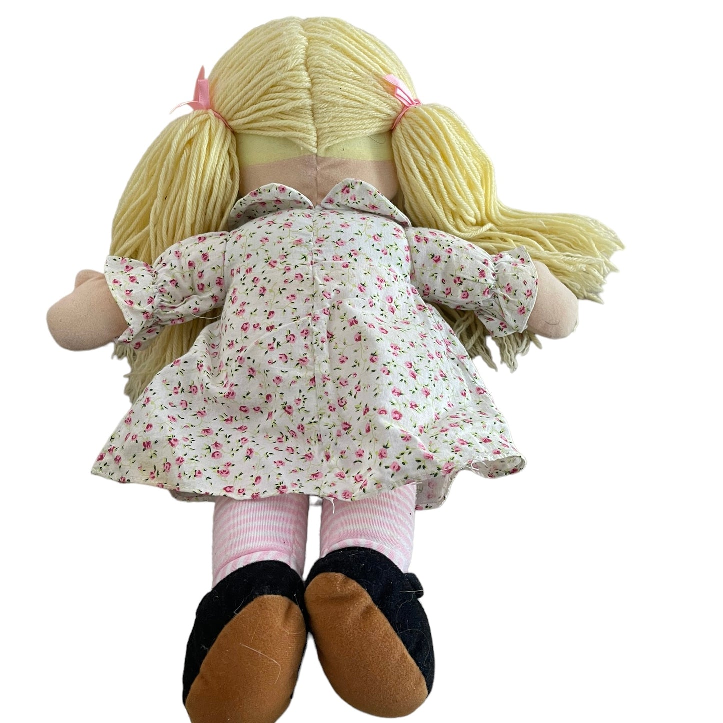 Emma, North American Bear Company's Blond, Blue Eyed ClothDoll, Floral Dress & Black Shoes