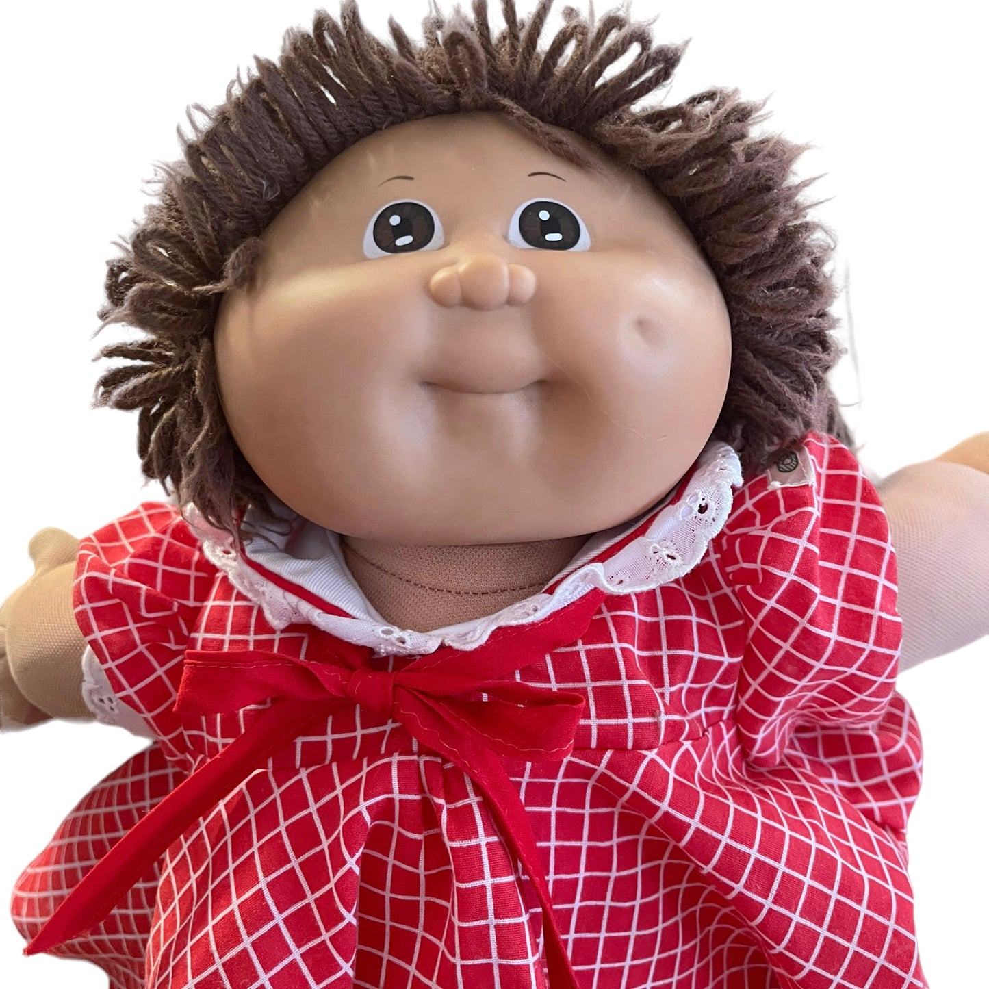 Vintage Brown Yarn Hair Coleco Cabbage Patch Doll with Original Dress