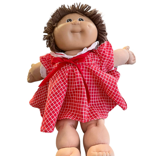 Vintage Brown Yarn Hair Coleco Cabbage Patch Doll with Original Dress