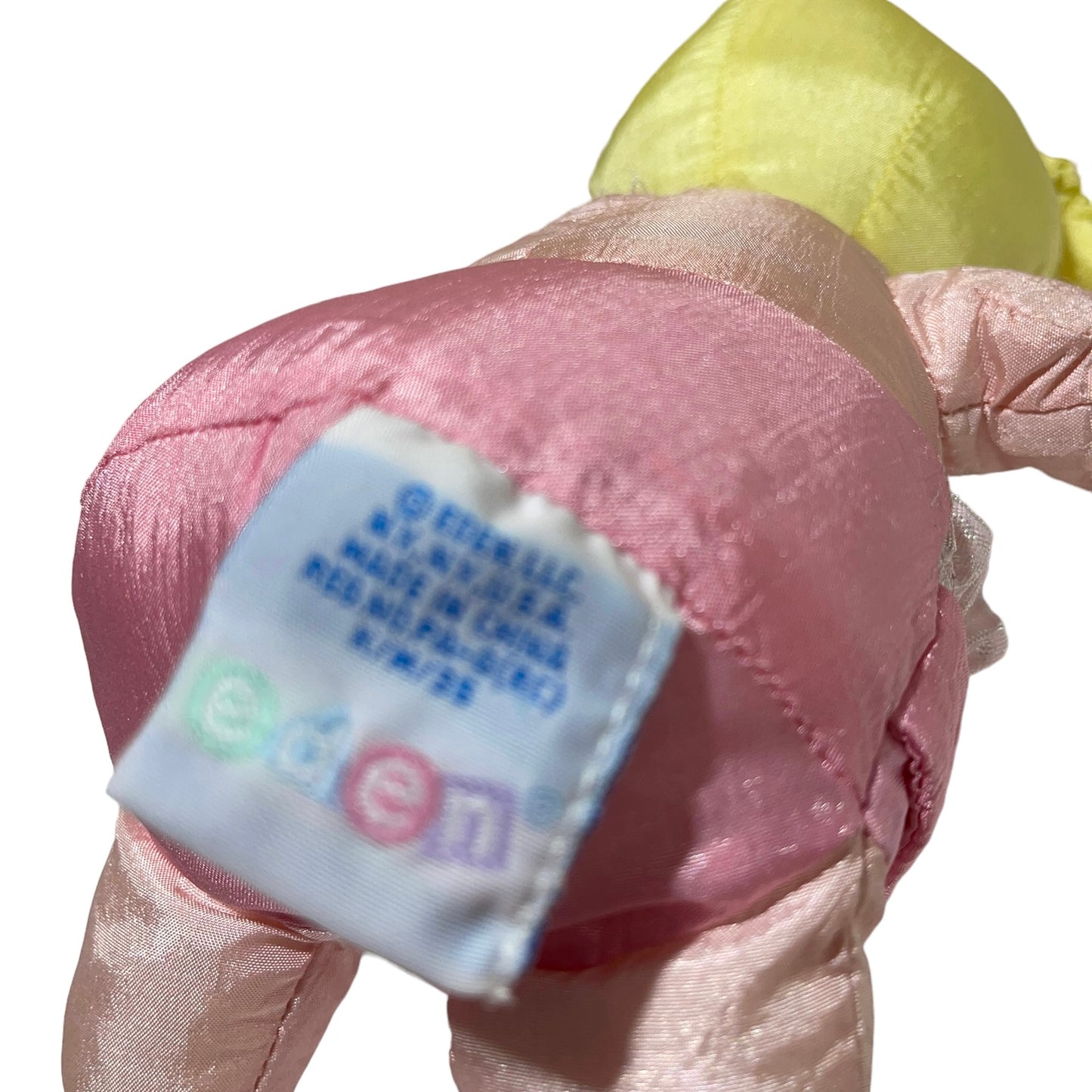 Eden Bath Fun Plush Nylon Doll, Vintage, Blond/Blue Eyes Ruffled Diaper and Belly Button!
