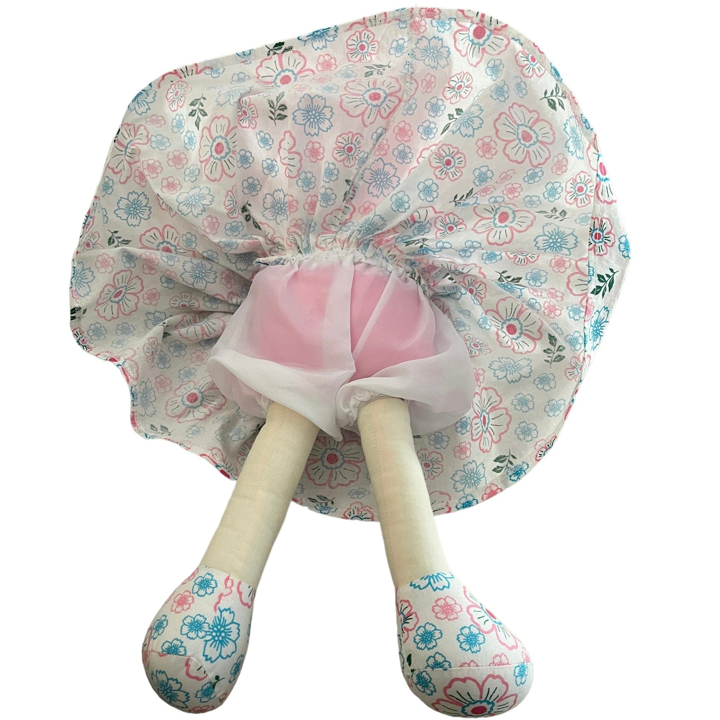 Beautiful 20" Rag Doll, Pink Yarn Hair & Floral Outfit in Excellent Preowned Condition